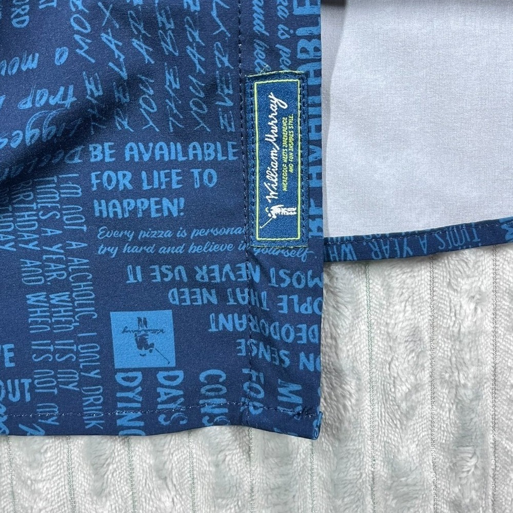 William Murray Golf Button Up Shirt Mens Large Navy Blue Typography Print - Picture 8 of 16